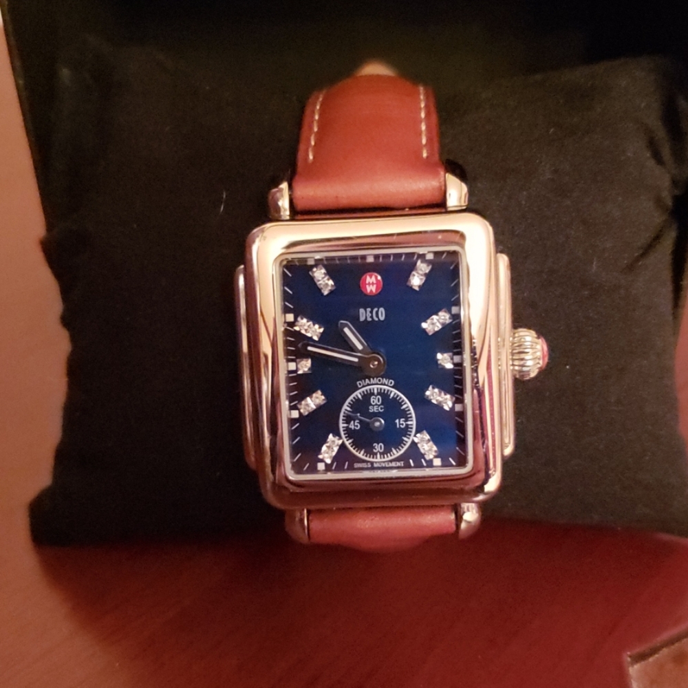 Michele Deco mini with diamond face.